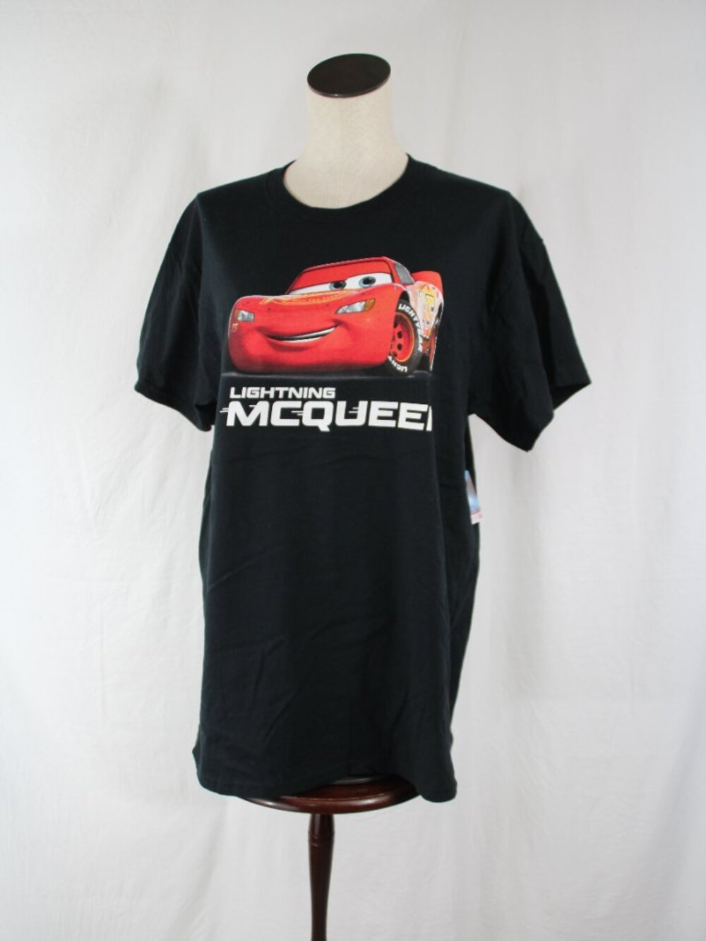 Lightning McQueen T-Shirt Women's Size L Black Red Disney Pixar Cars Graphic Tee
